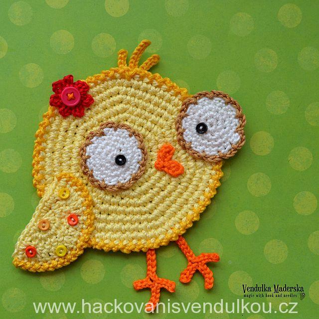 Návod na háčkovaný podšálek - okaté kuřátko