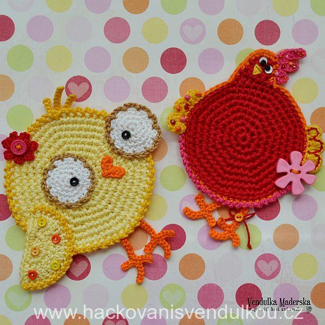 Návod na háčkovaný podšálek - okaté kuřátko