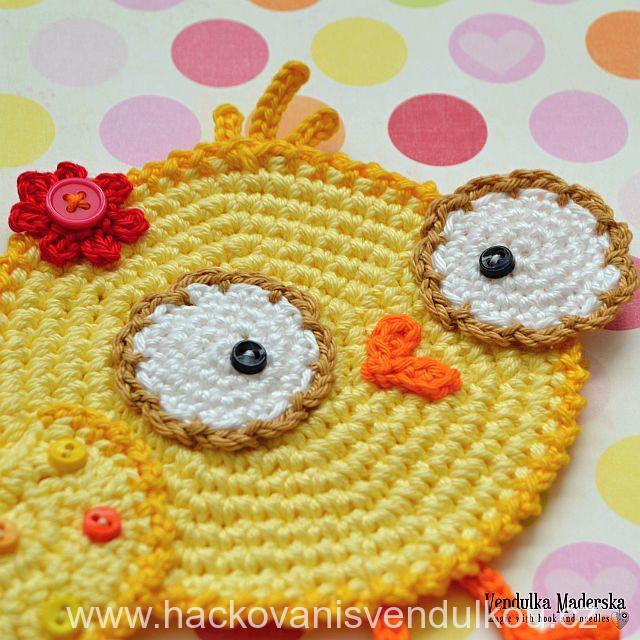 Návod na háčkovaný podšálek - okaté kuřátko