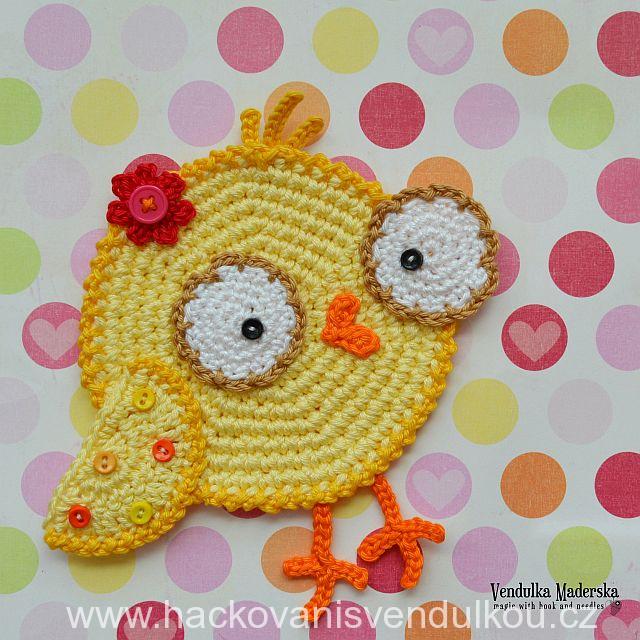 Návod na háčkovaný podšálek - okaté kuřátko