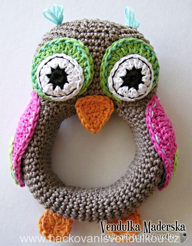 Háčkovaná sovička - chrastítko - pdf návod