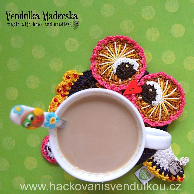 Návod na háčkovaný podšálek - podzimní sovička