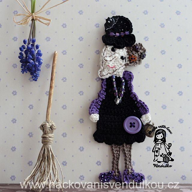 Čarodějka - háčkovaná aplikace, návod