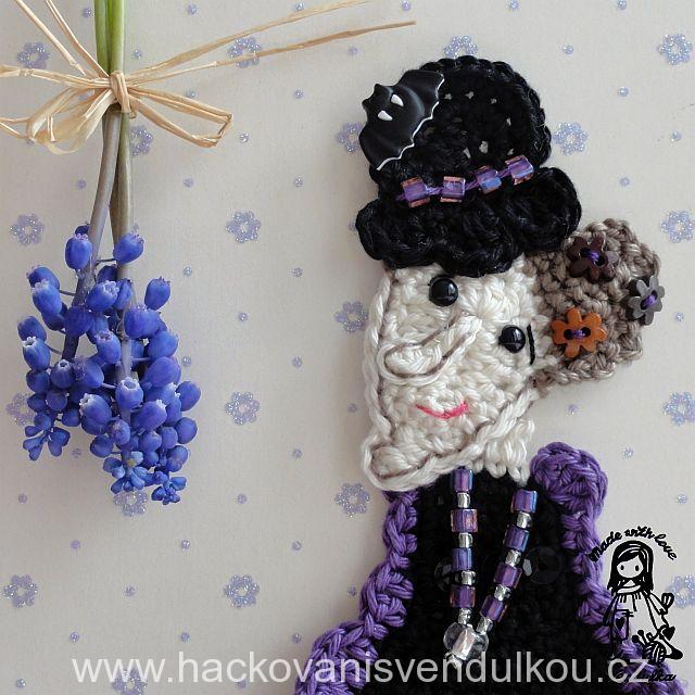 Čarodějka - háčkovaná aplikace, návod