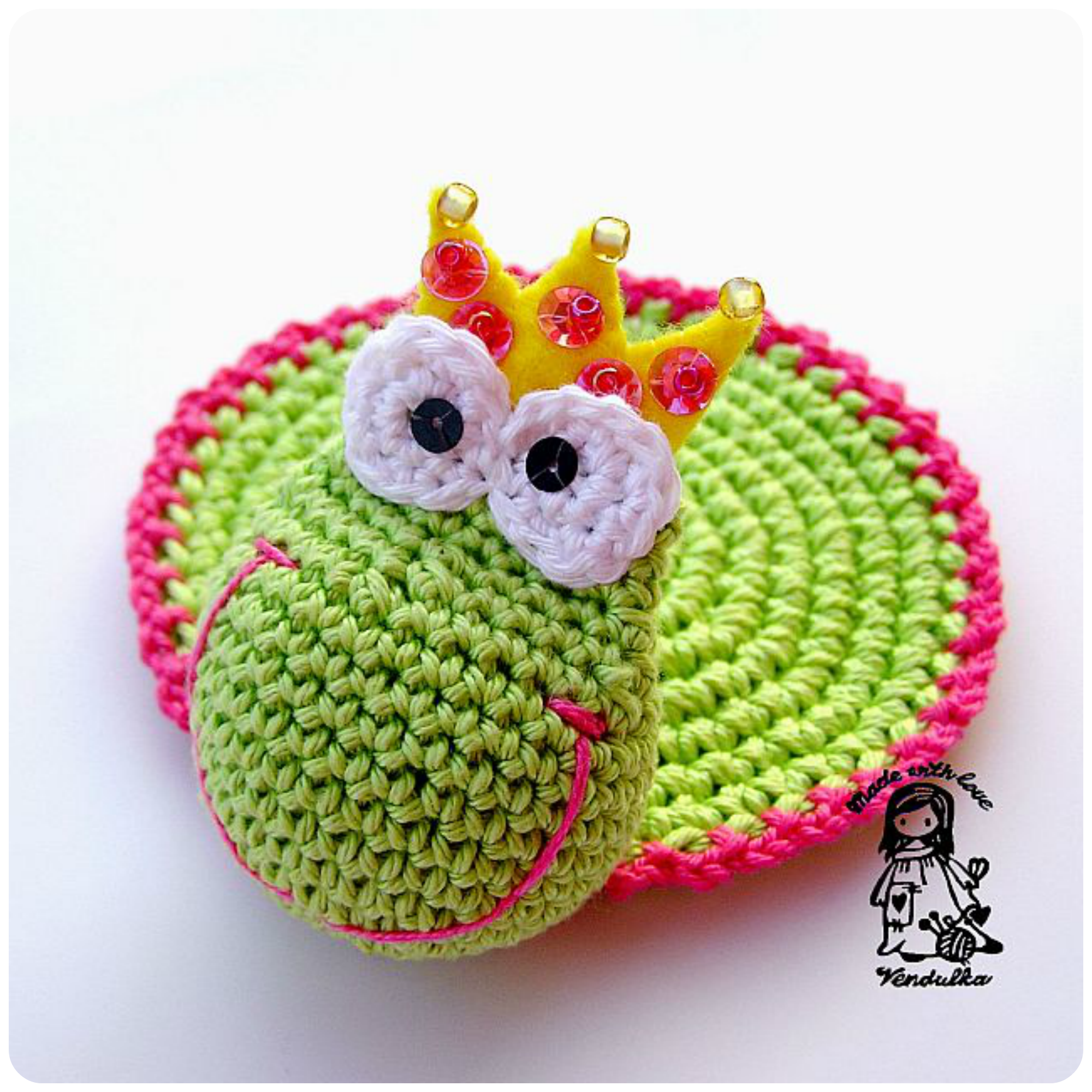 Návod na háčkovaný podšálek - žabka