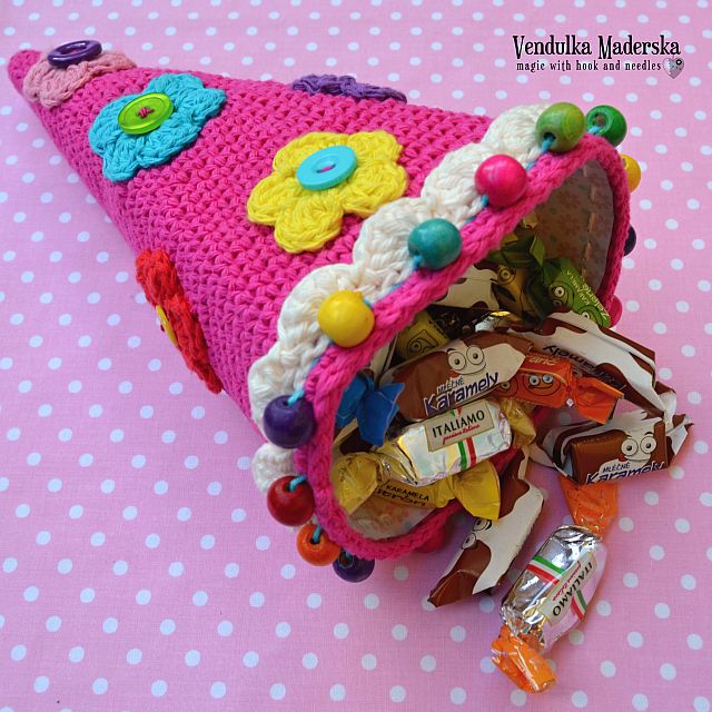 Návod na háčkovaný kornout na sladkosti