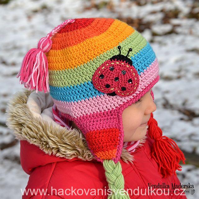 Háčkovaná čepice s beruškou ¦ návod na háčkování