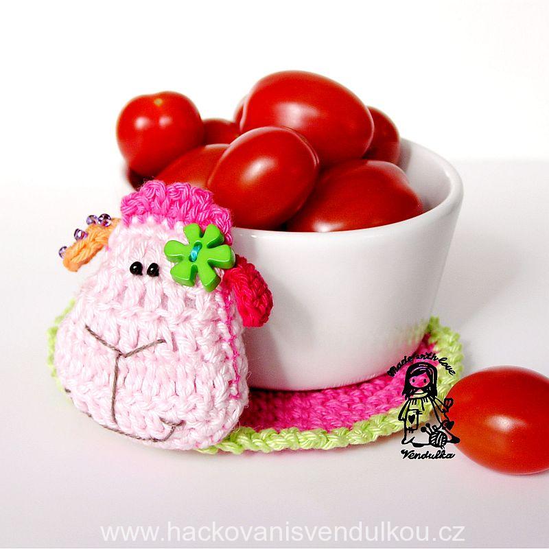 Návod na háčkovaný podšálek - ovečka