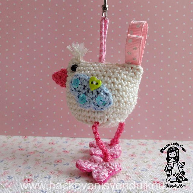 Ptáček, přívěšek - návod na háčkování