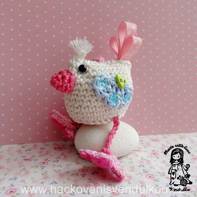 Ptáček, přívěšek - návod na háčkování