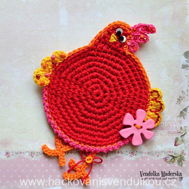 Návod na háčkovaný podšálek - slepička