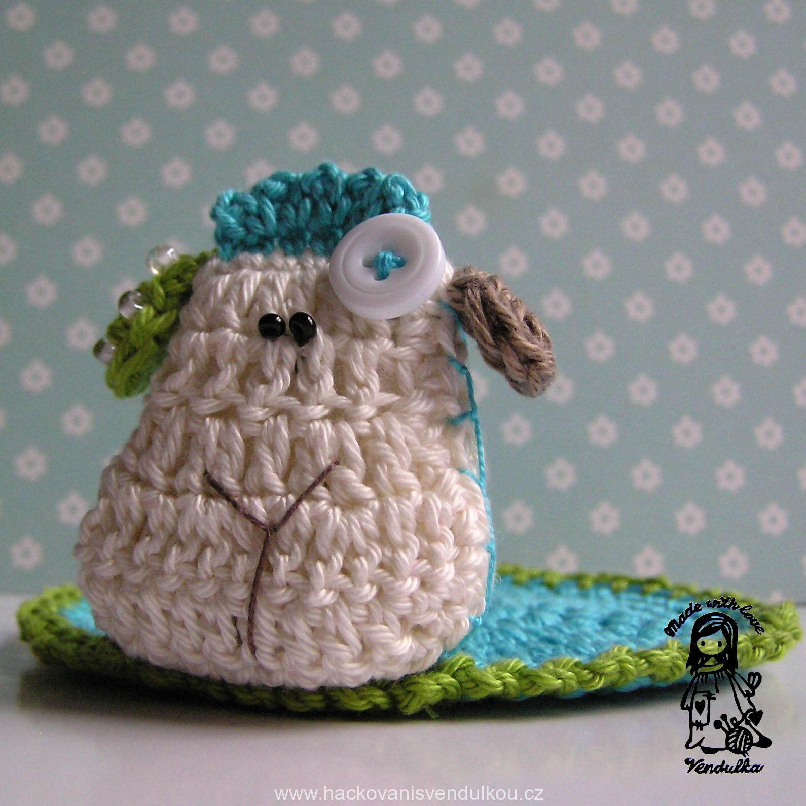 Návod na háčkovaný podšálek - ovečka