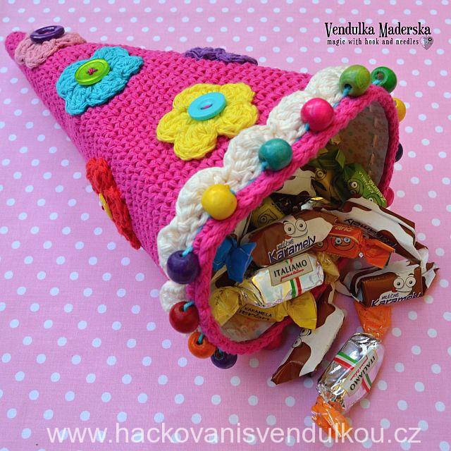 Návod na háčkovaný kornout na sladkosti